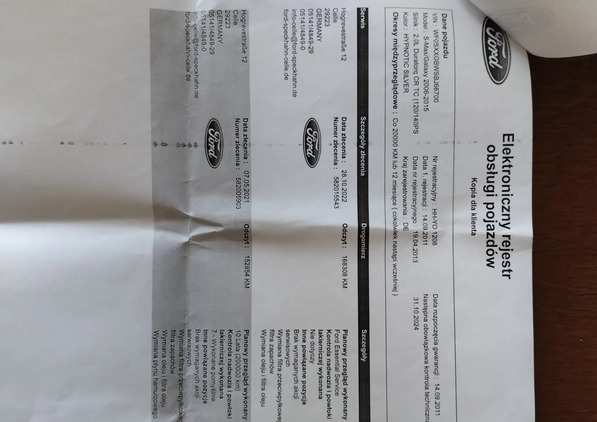 Ford S-Max cena 34900 przebieg: 185447, rok produkcji 2011 z Gdańsk małe 56